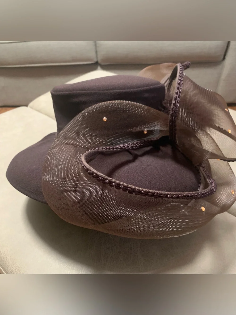 Vintage Gilbert & Ivy Womens Brown Wool Millinery Embellished Formal/Derby Hat